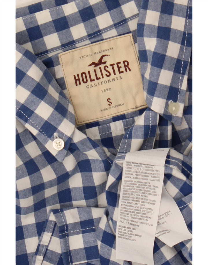 Camisa masculina HOLLISTER pequena algodão guingão azul marinho