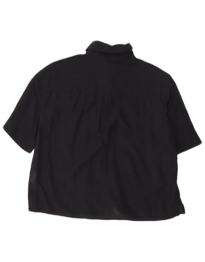 Camisa oversized feminina de manga curta Benetton UK 10 pequena algodão preto