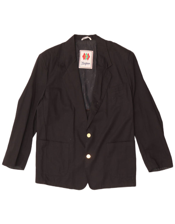 Jaqueta blazer masculina Wampum com 2 botões Reino Unido 40 grande viscose preta