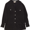 Blusa feminina Spazio de grandes dimensões Reino Unido 10 pequena seda preta