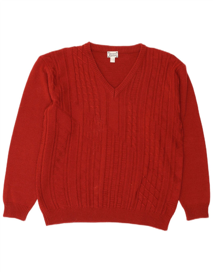 Suéter masculino Jacques Lorant com decote em V UK 38/40 poliacrílico vermelho médio