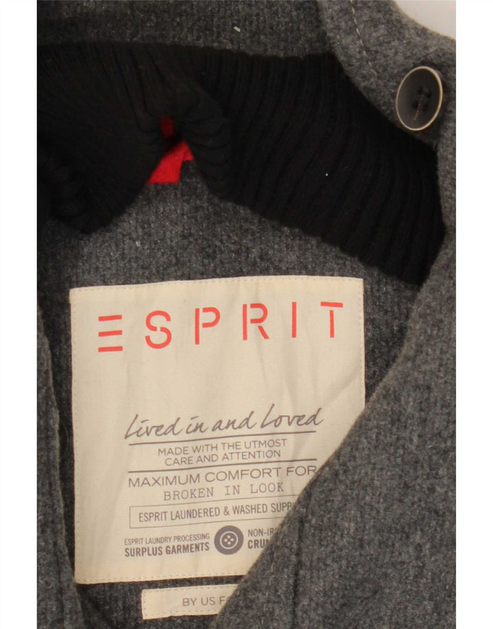 Jaqueta militar masculina Esprit UK 42 XL lã cinza