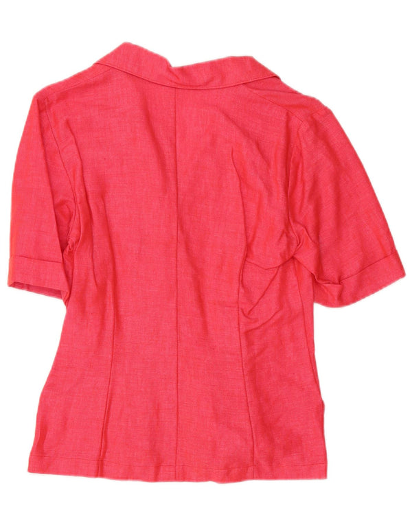 Cardigã feminino vintage de manga curta com peito duplo UK 10 rosa pequeno