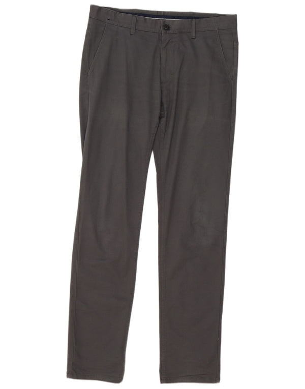 Zara Mens Slim Chino Calças EU 42 Grande W32 L34 Algodão Cinza