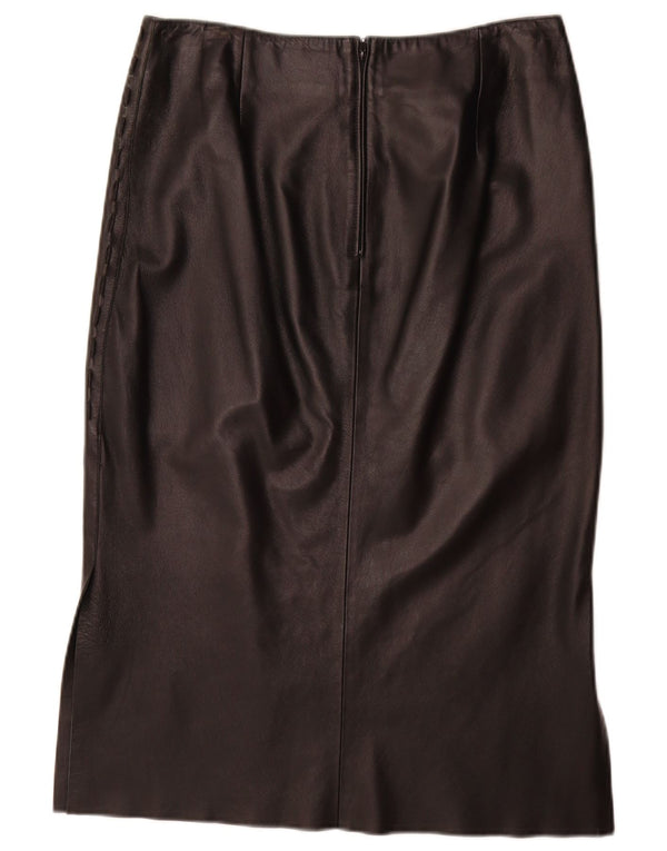 Saia feminina vintage de couro de cintura alta IT 48 XL W32 preta