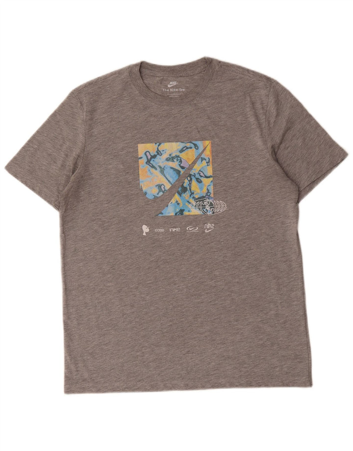 Camiseta Nike masculina gráfica Top pequeno algodão cinza