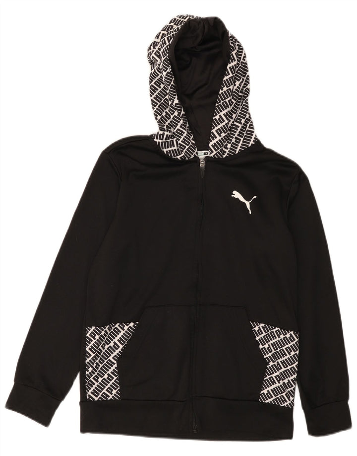 Suéter Puma Boys Graphic Zip com capuz 10-11 anos médio preto poliéster