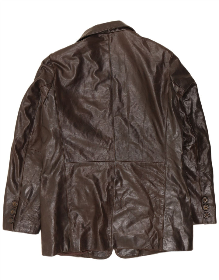 Jaqueta de couro masculina Heeli UK 42 XL couro marrom