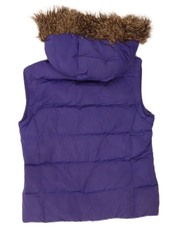 Colete acolchoado com capuz feminino Jack Wills UK 8 pequeno roxo