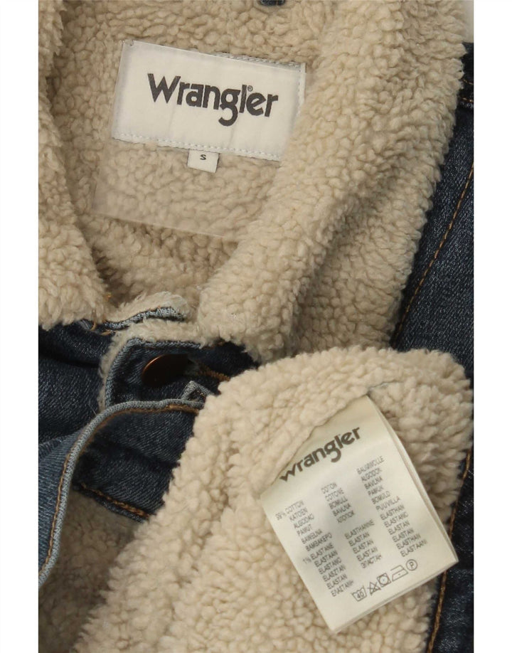 Jaqueta jeans masculina Wrangler Sherpa Reino Unido 36 algodão azul pequeno