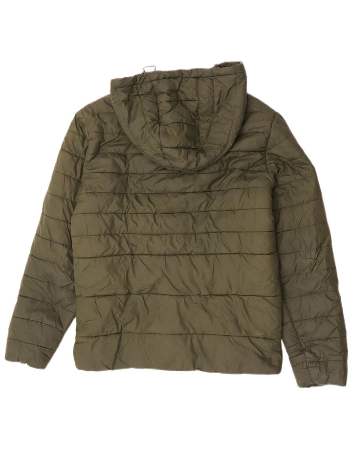 Jaqueta masculina acolchoada com capuz Jack & Jones UK 36 pequena cáqui nylon