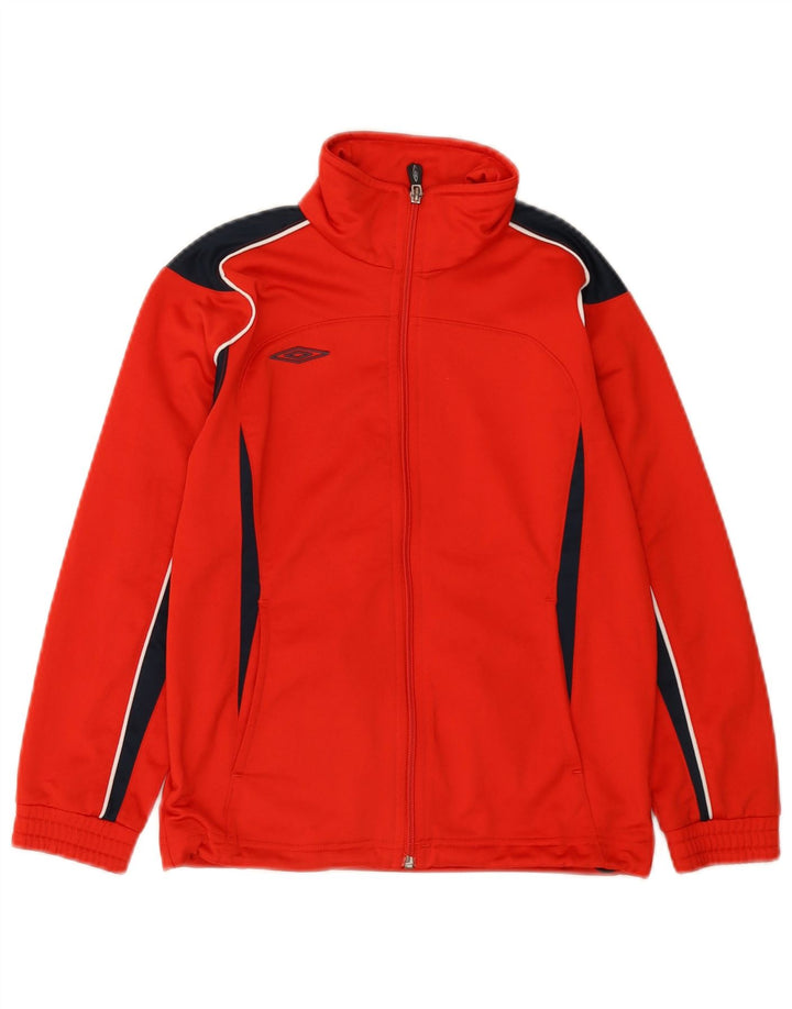 Jaqueta superior de agasalho masculino Umbro 7-8 anos de poliéster colorblock vermelho pequeno