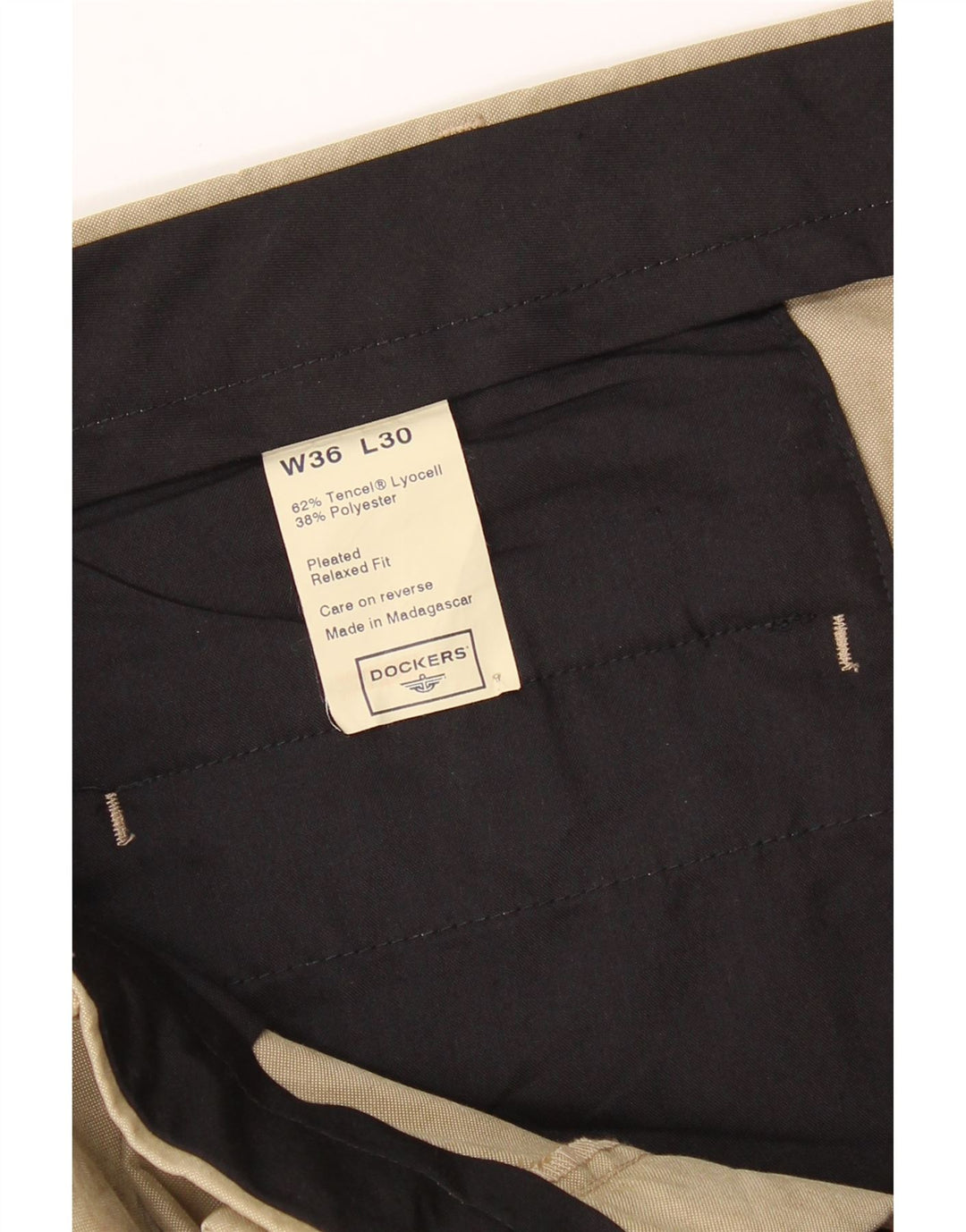 DOCKERS Mens Relaxed Fit Suit Trousers W36 L30 Beige Tencel Vintage Dockers and Second-Hand Dockers from Messina Hembry 