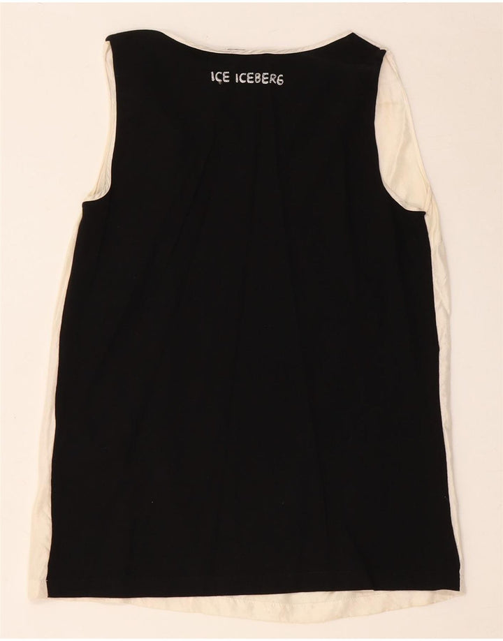 Blusa feminina gráfica ICEBERG UK 8 pequena bloco colorido off white