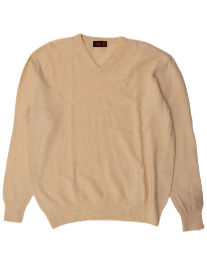 Suéter masculino Kappa com decote em V XL em lã de cordeiro branca