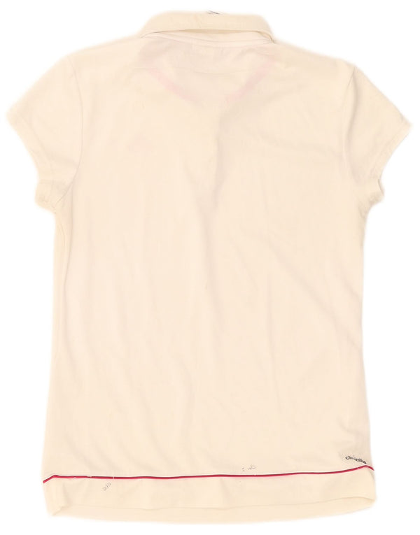 Adidas Womens Climalite Polo Shirt UK 8/10 Pequeno Poliéster Branco