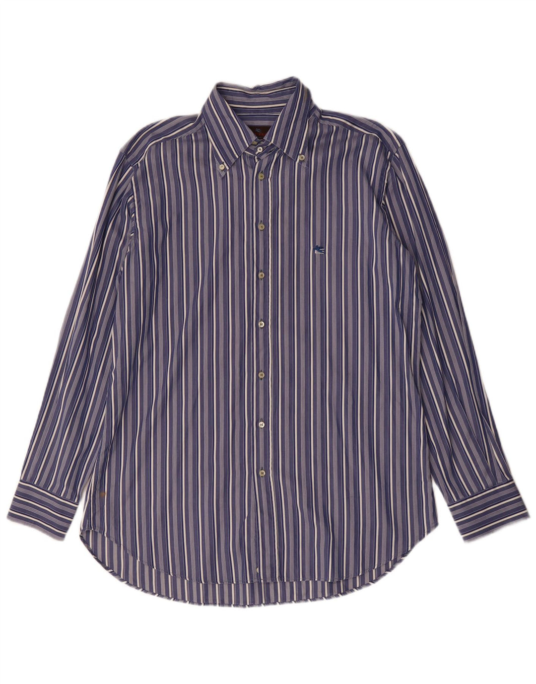 Camisa masculina Etro tamanho 42 grande algodão listrado azul
