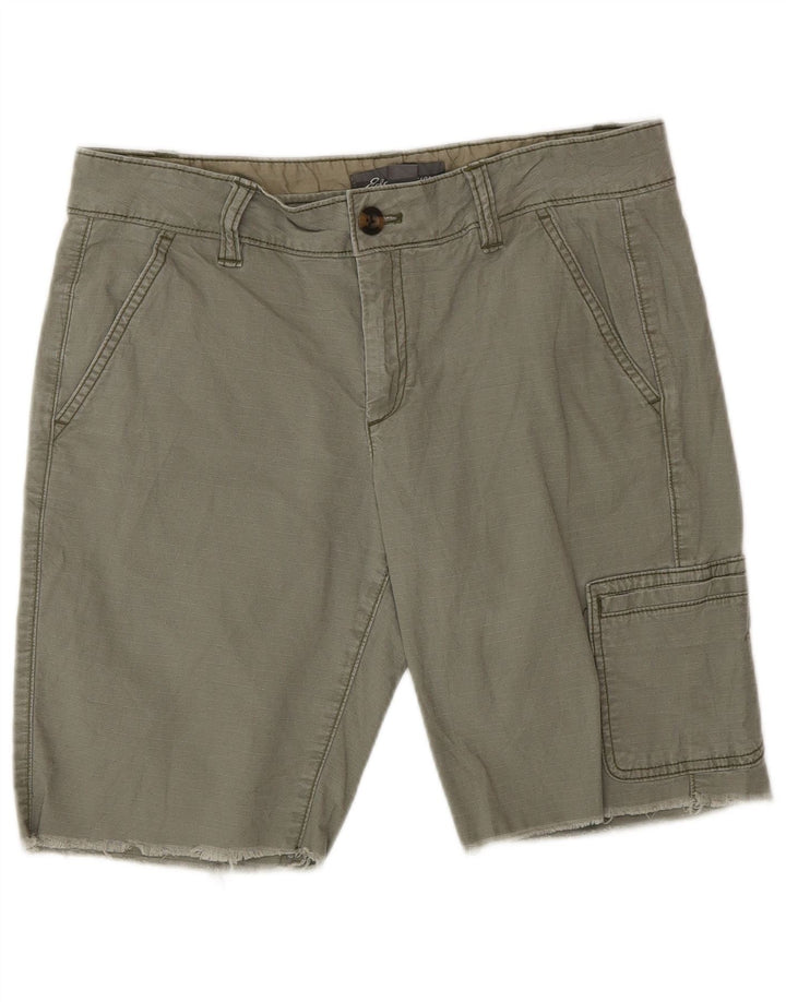 Shorts cargo feminino Eddie Bauer US 6 médio W30 algodão cáqui