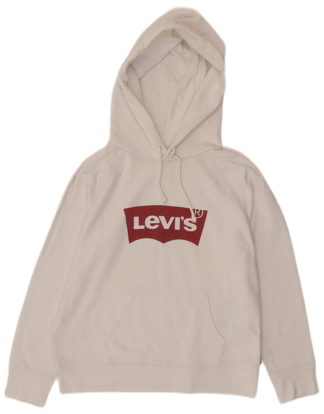 Suéter feminino com capuz gráfico LEVI'S Reino Unido 14 algodão branco médio