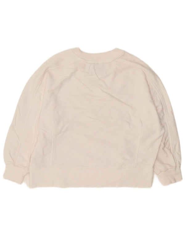 Calvin Klein Jeans feminino manga 3/4 moletom jumper UK 10 pequeno branco