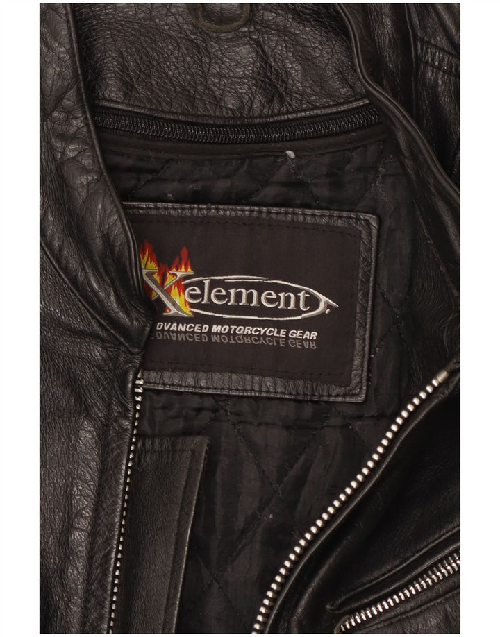 Jaqueta masculina de couro para motociclista Xelement Reino Unido 40 grande couro preto