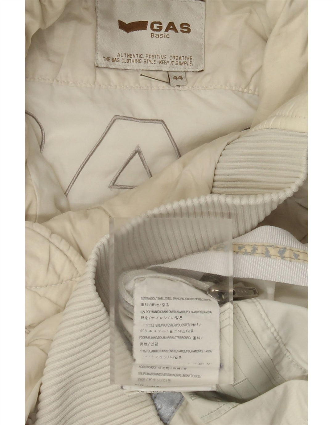 Jaqueta acolchoada com capuz para mulheres Gas IT 44 Medium Off White Polyamide