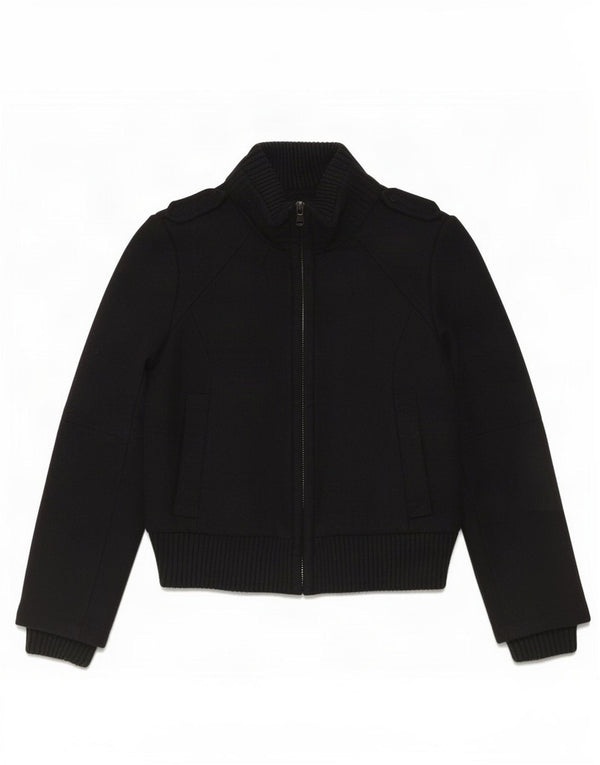 Zara Womens Military Windbreaker Jacket UK 18 XL Black Wool