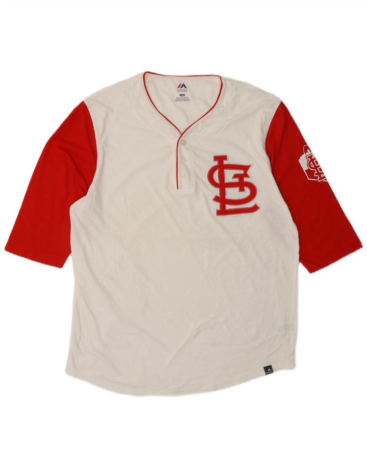 MAJESTIC Masculino St. Louis Cardinals Top gráfico manga 3/4 grande branco