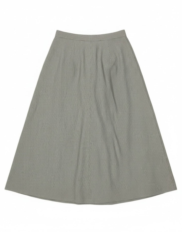 Saia alargada feminina vintage IT 46 grande poliéster listrado verde W30