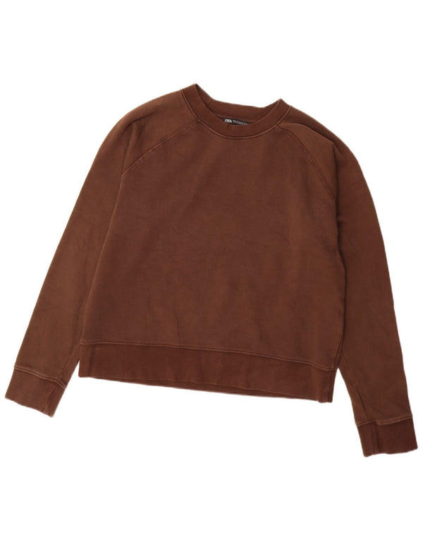 Zara moletom feminino jumper UK 14 algodão marrom médio