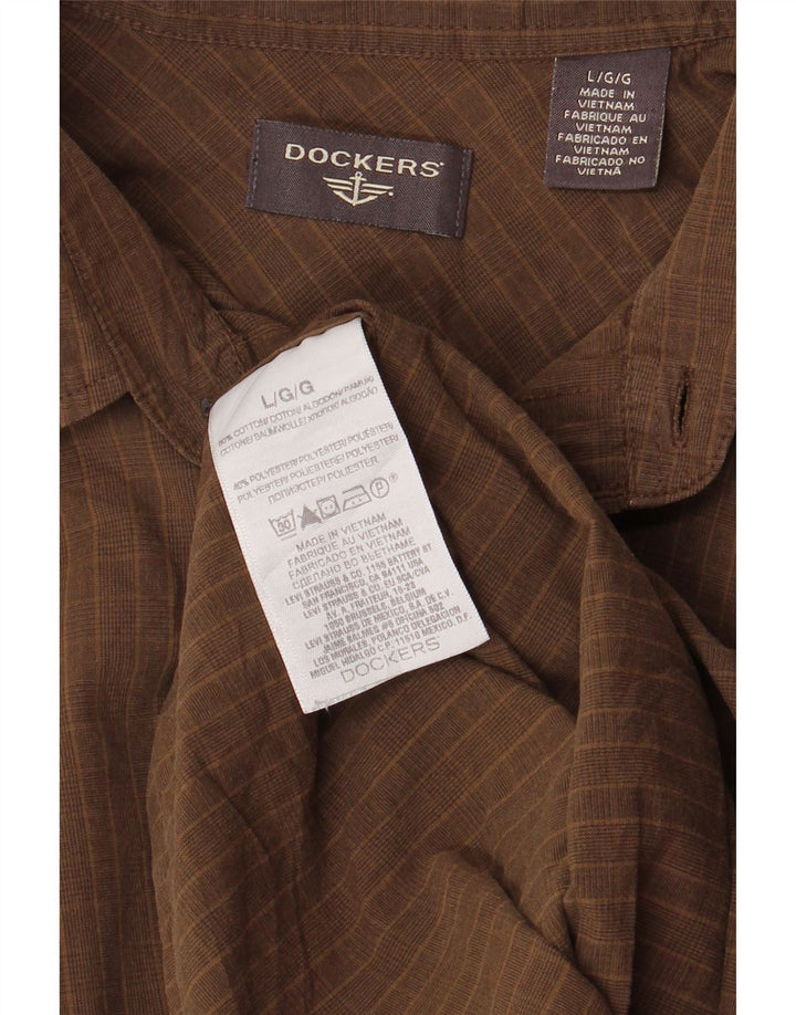 Camisa masculina Dockers grande algodão xadrez marrom