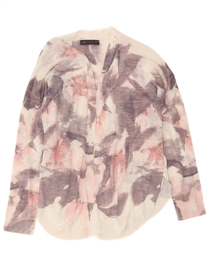 Suéter cardigã feminino Marks & Spencer com padrão abstrato Reino Unido 14 rosa médio