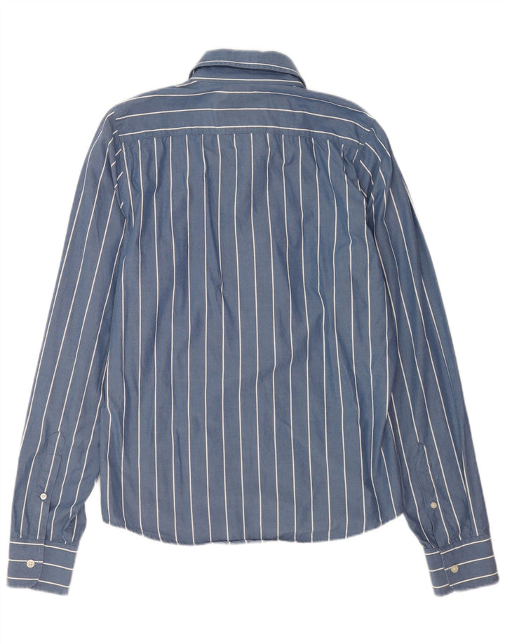 Camisa masculina Hollister grande algodão listrado azul