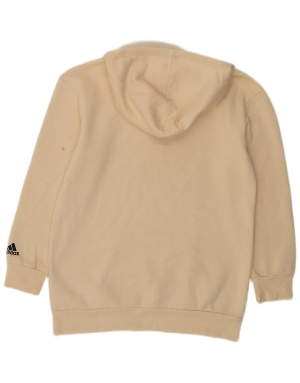 Adidas feminino gráfico oversized moletom com capuz Reino Unido 4/6 XS algodão bege