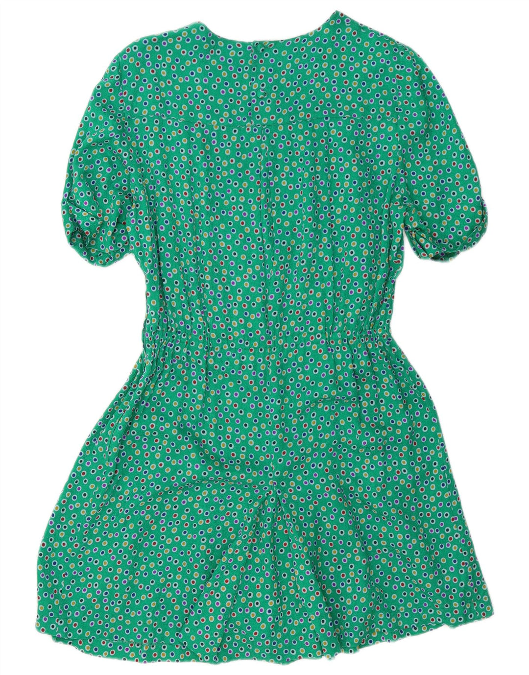 Vestido vintage feminino linha A UK 12 verde médio manchado