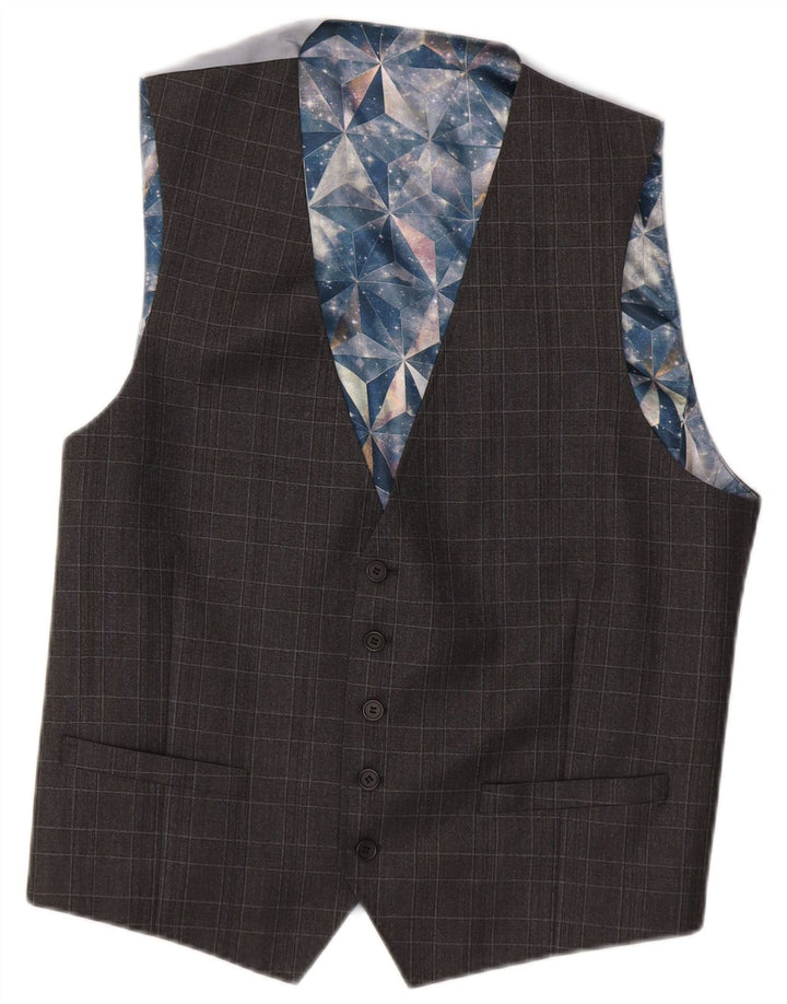 Colete masculino TED BAKER UK 44 2XL lã xadrez cinza