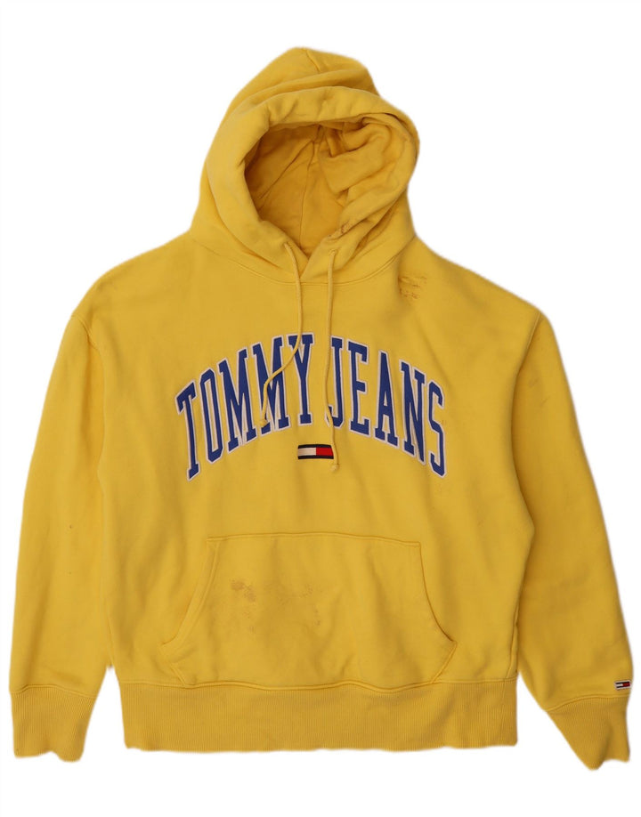 Suéter com capuz gráfico masculino TOMMY HILFIGER grande algodão amarelo