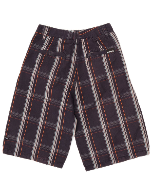 Shorts casuais masculinos Hurley 9-10 anos W23 algodão xadrez azul marinho