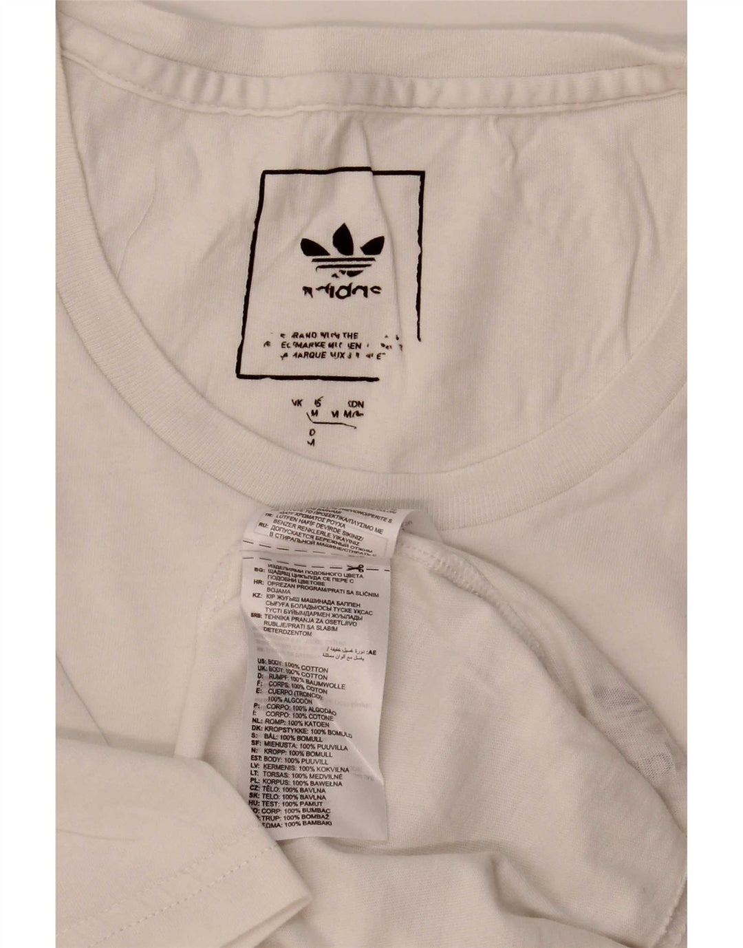 Adidas Mens Camiseta Top Médio Algodão Branco
