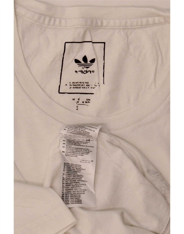 Adidas Mens Camiseta Top Médio Algodão Branco
