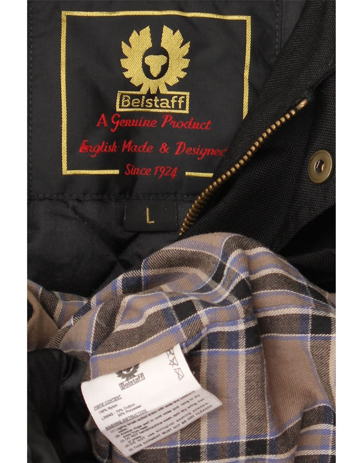 Jaqueta utilitária masculina Belstaff UK 40 grande algodão preto