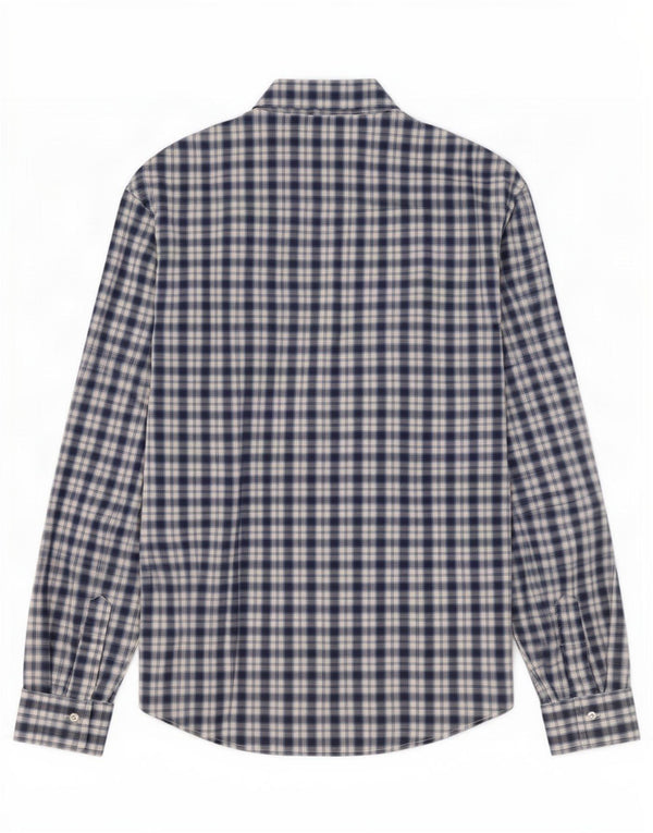 Camisa masculina Naracamicie de algodão xadrez médio azul marinho