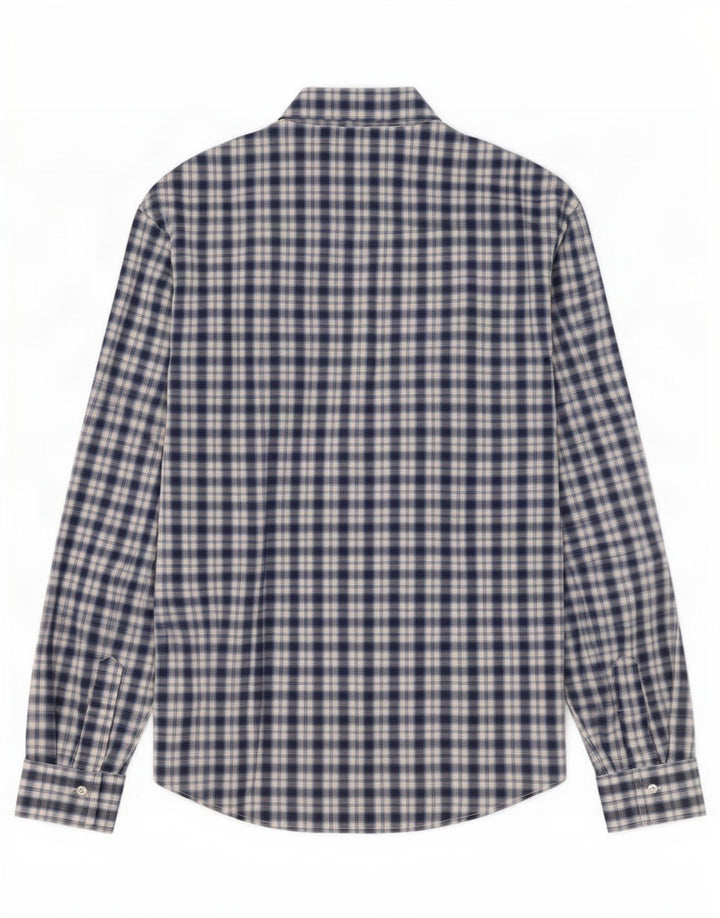 Camisa masculina Naracamicie de algodão xadrez médio azul marinho