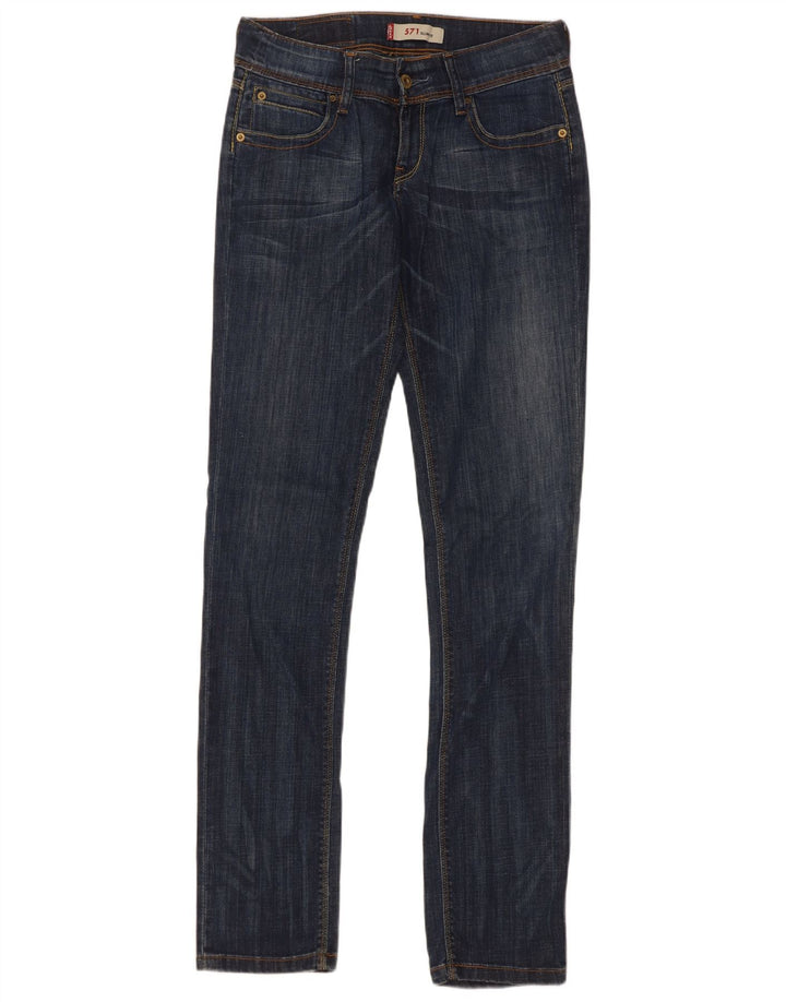 Calça jeans feminina Levi's 571 Slim W28 L34 azul marinho algodão