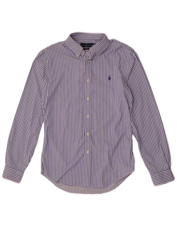 Ralph Lauren Mens Camisa Slim Fit Azul Médio Risca de Giz Nylon