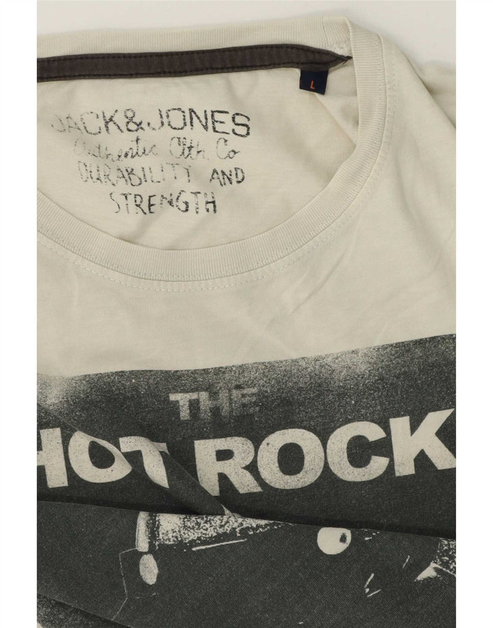Camiseta gráfica masculina Jack & Jones grande branca