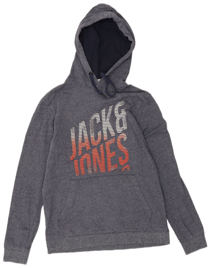 Suéter com capuz gráfico masculino JACK & JONES grande algodão azul marinho