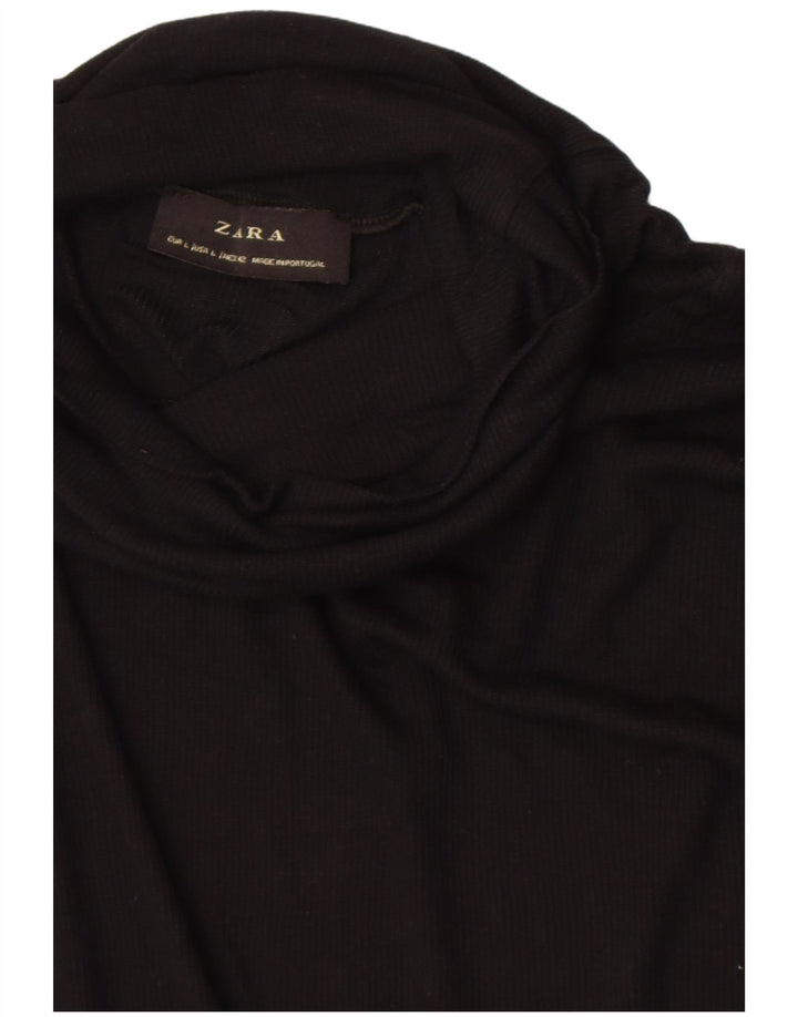 Top feminino Zara manga comprida UK 16 grande preto
