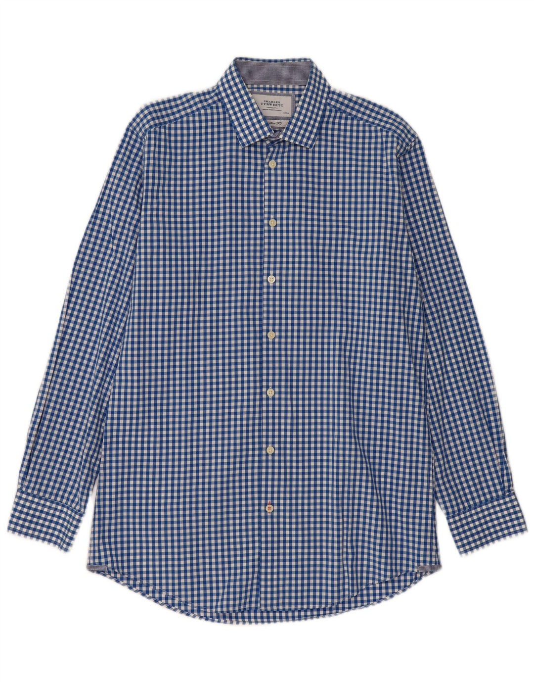 Camisa masculina Charles Tyrwhitt extra slim fit tamanho 41/16 grande azul guingão