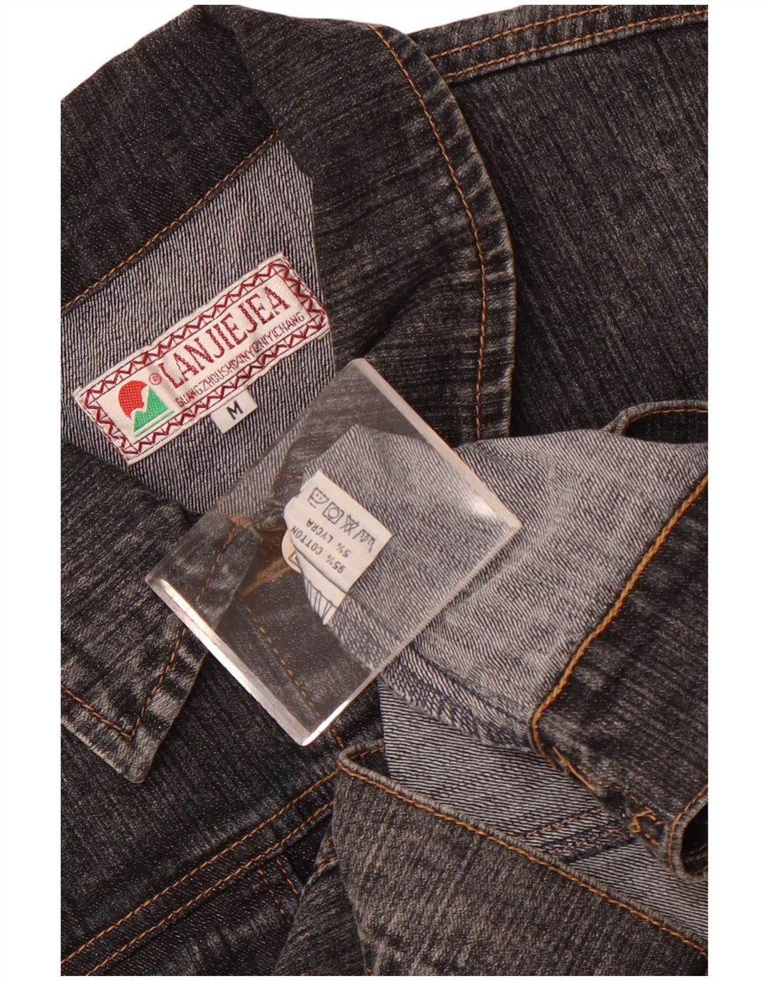 Jaqueta jeans feminina vintage UK 12 algodão cinza médio